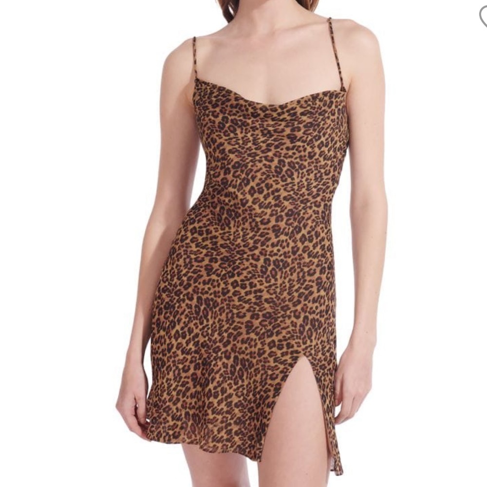 Staud Leopard Print Bellamy Lace Up Dress